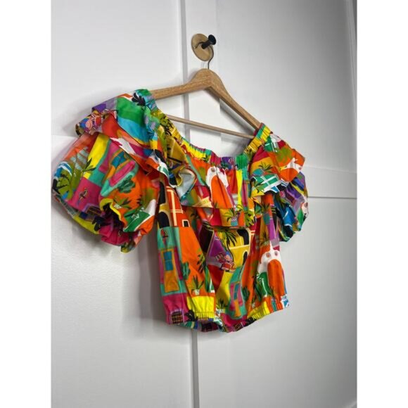 NEW Alden Adair Off The Shoulder Sarah Top Casablanca Multicolor Size: Medium - Picture 3 of 7